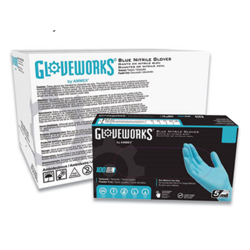 AXCINPF46100 GLOVEWORKS BY AMMEX INPF46100 DISPOSABLE NITRILE GLOVES, BLUE