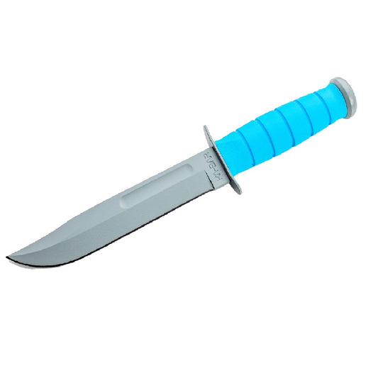 USSF SPACE-BAR KNIFE BLUE KRATON G HANDLE, GRAY HARD SHEATH, STR EDGE