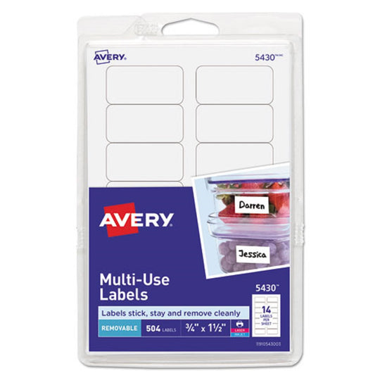 REMOVABLE MULTI-USE LABELS, INKJET/LASER PRINTERS - WHITE