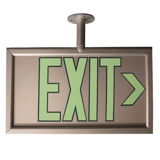 424000NIB0240 PHOTOLUMINESCENT EXIT SIGN, POST MOUNT ONE SIDED, SILVER  EA