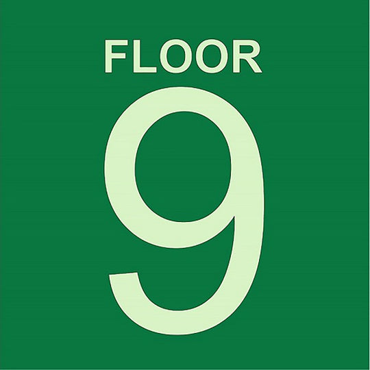 424000NIB0290 PHOTOLUMINESCENT GREEN, FLOOR 9 SIGN