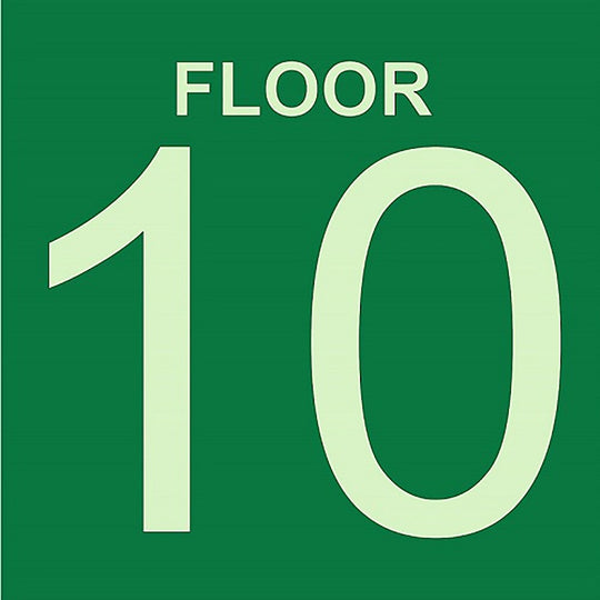 424000NIB0291 PHOTOLUMINESCENT GREEN, FLOOR 10 SIGN