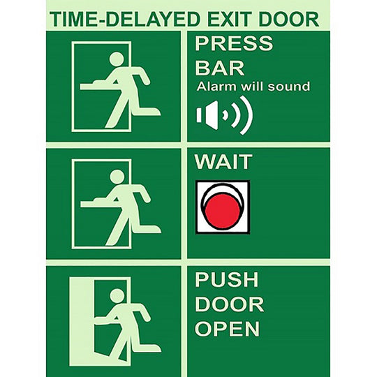 424000NIB0304 PHOTOLUMINESCENT TIME DELAYED DOOR SIGN