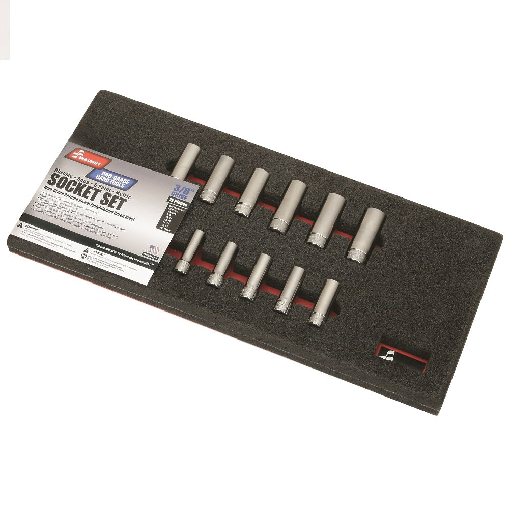 5120014293605 AbilityOne NSN4293605 Socket Set, Chrome 3/8" Drive Deep, Metric 6 Point Fasteners, 12 Pieces SE