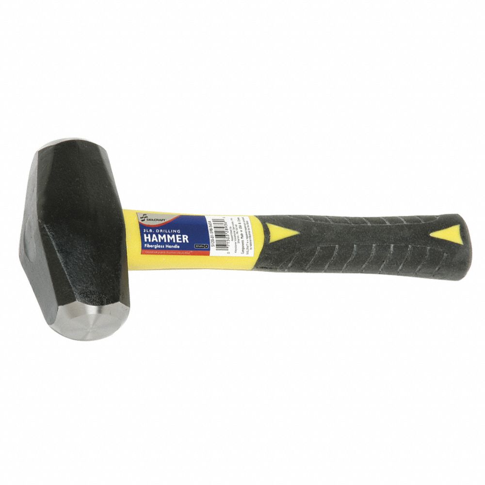 5120015985654 AbilityOne, Hammer - 3 lb, Drilling, 10.5" Fiberglass Handle 2/Bx