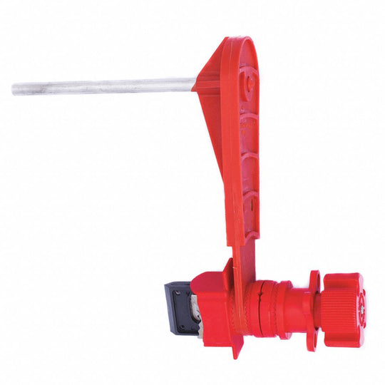 534000NIB0390  BALL VALVE LOCKOUT, ADJUSTABLE LARGE ARM, 5.75”, NYLON & STAINLESS STEEL, RED BX