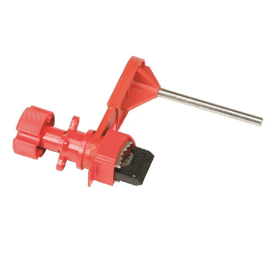 534000NIB0391  BALL VALVE LOCKOUT, ADJUSTABLE SMALL ARM – 4.5” – NYLON & STAINLESS STEEL, RED