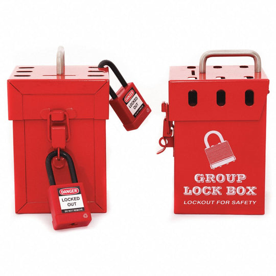 534000NIB0395  MINI GROUP LOCKOUT BOX, RED, 7 PADLOCKS EA