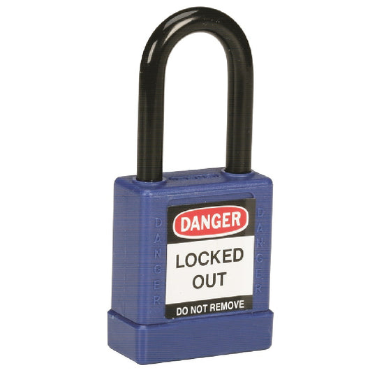 LOCKOUT SAFETY PADLOCK, STEEL SHACKLE