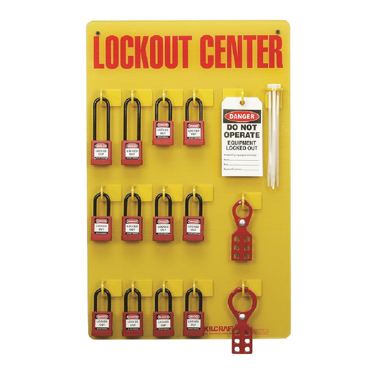 LOCKOUT TAGOUT STATION, 12 PADLOCKS, STOCKED, BLUE