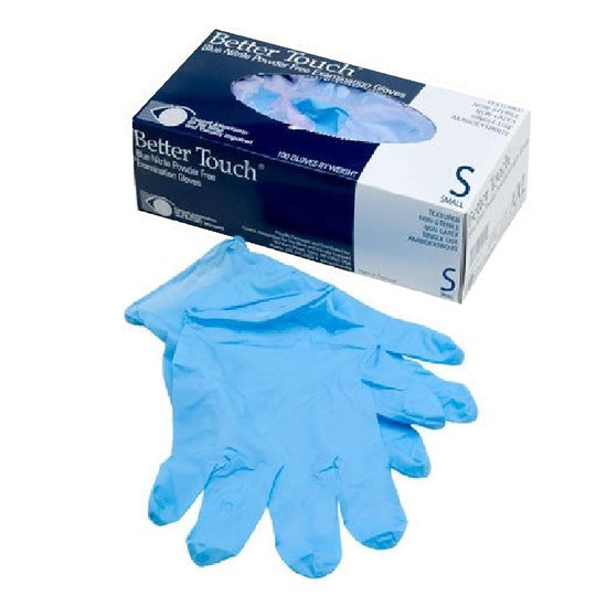 BLUE NITRILE EXAMINATION POWDER-FREE GLOVES, SMALL CS