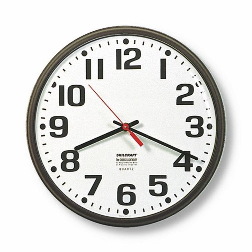 ELECTRIC WALL CLOCK, BLACK SLIMLINE PLASTIC FRAME EA