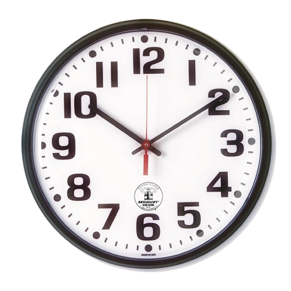 ATOMIC SLIMLINE WALL CLOCK, BLACK CASE 10/BX