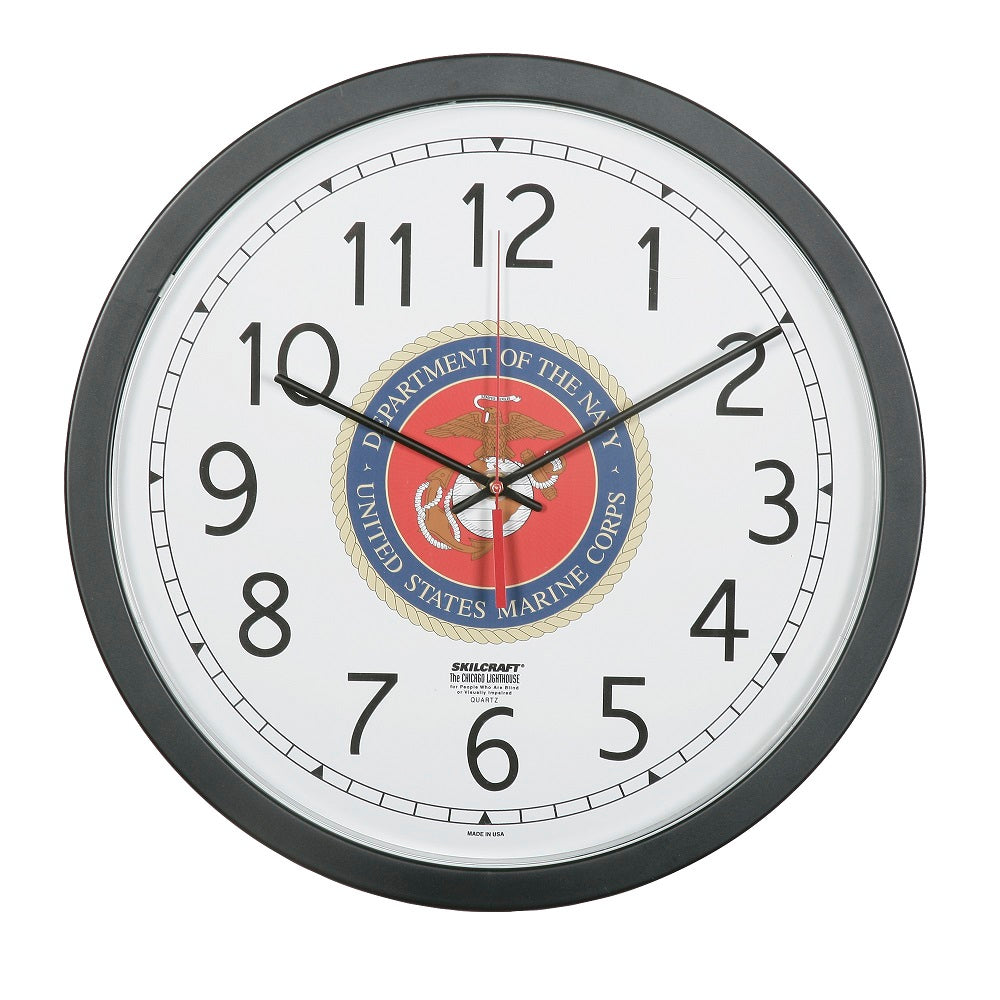 6645016236233 AbilityOne, Clock, Wall, Quartz,  Custom Logo, Black, 16.5" Diameter Ea