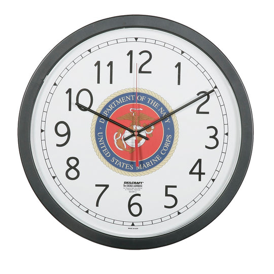 6645016236233 AbilityOne, Clock, Wall, Quartz,  Custom Logo, Black, 16.5" Diameter Ea