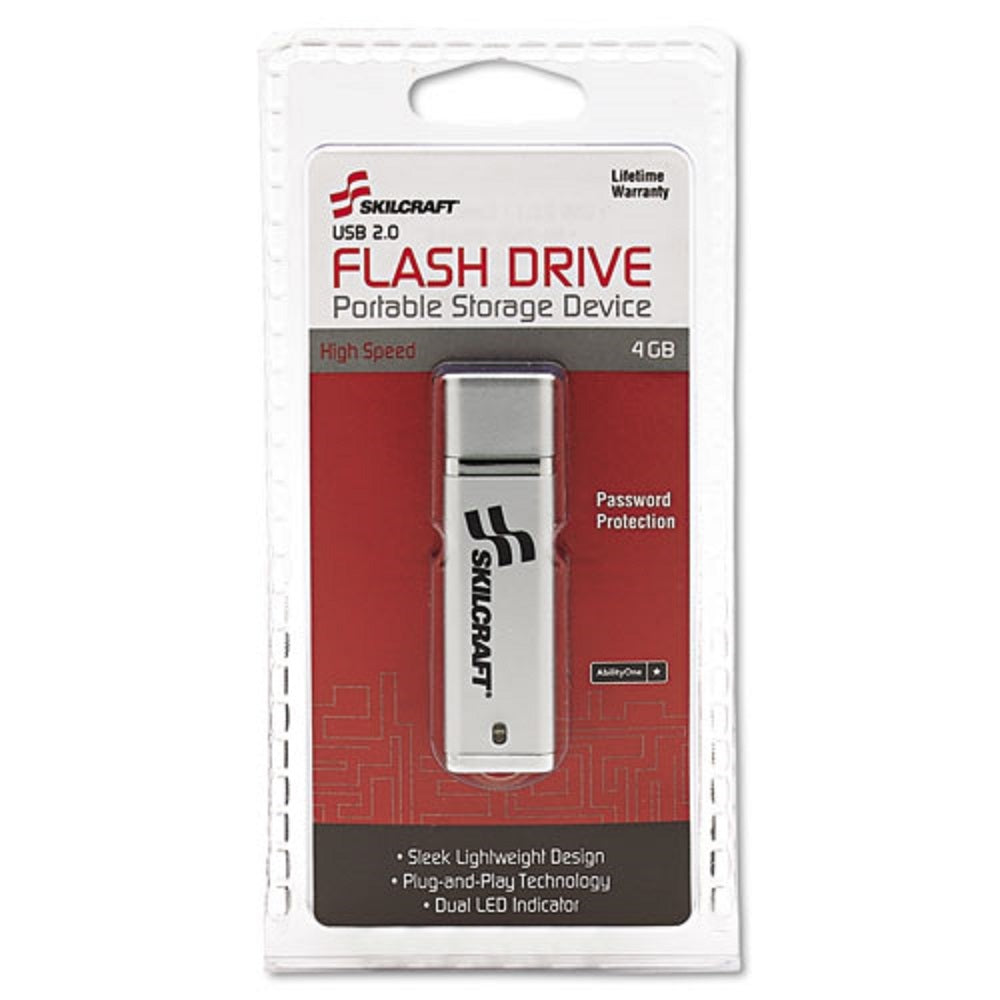 USB FLASH DRIVE, PLUG-AND-PLAY, 4GB, SILVER