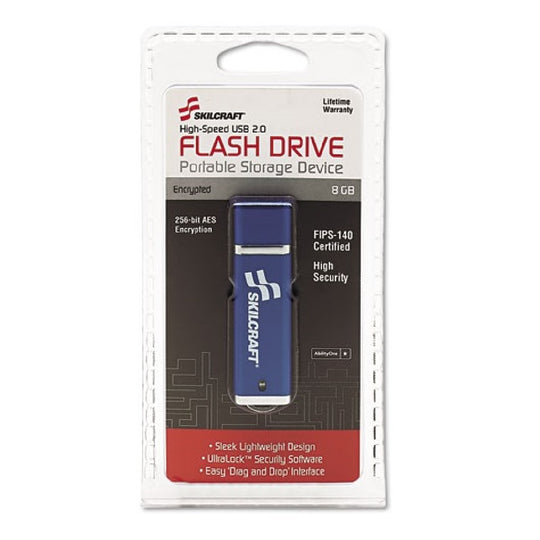 USB FLASH DRIVE, 256-BIT AES ENCRYPTION, 8GB - BLUE