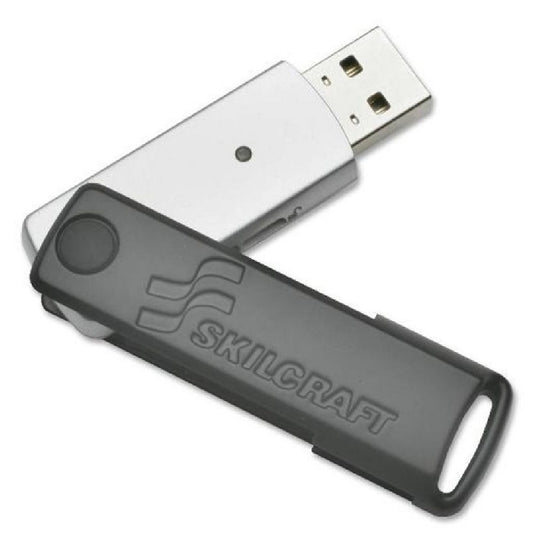 USB FLIP DRIVE, WATER RESISTANT, SILVER/BLACK - 2GB