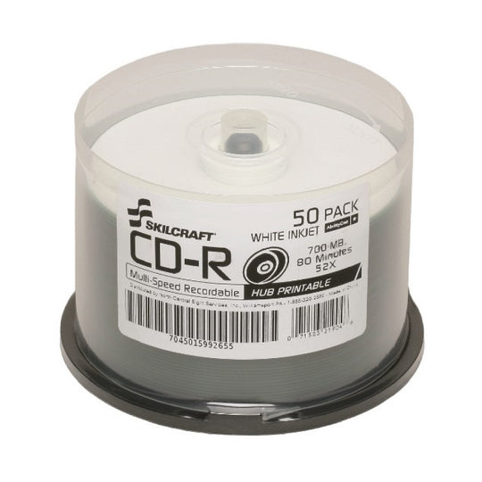 RECORDABLE, 50 CDS ON SPINDLE COMPACT DISC, WHITE INK JET PRINTABLE