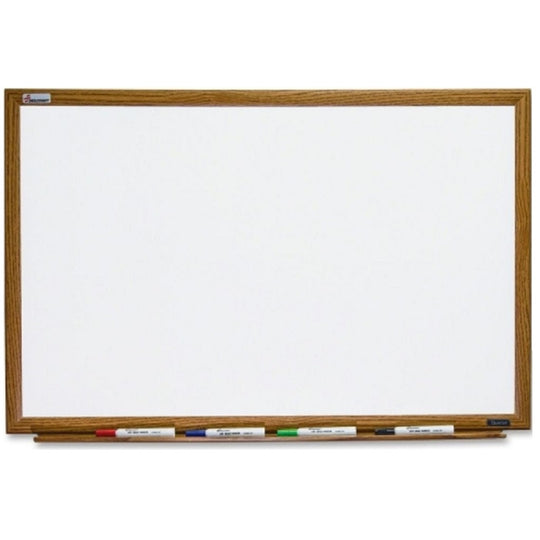 7110013347082 DRY ERASE WHITE BOARD W/OAK FINISH, MAGNETIC PORCELAIN SURFACE