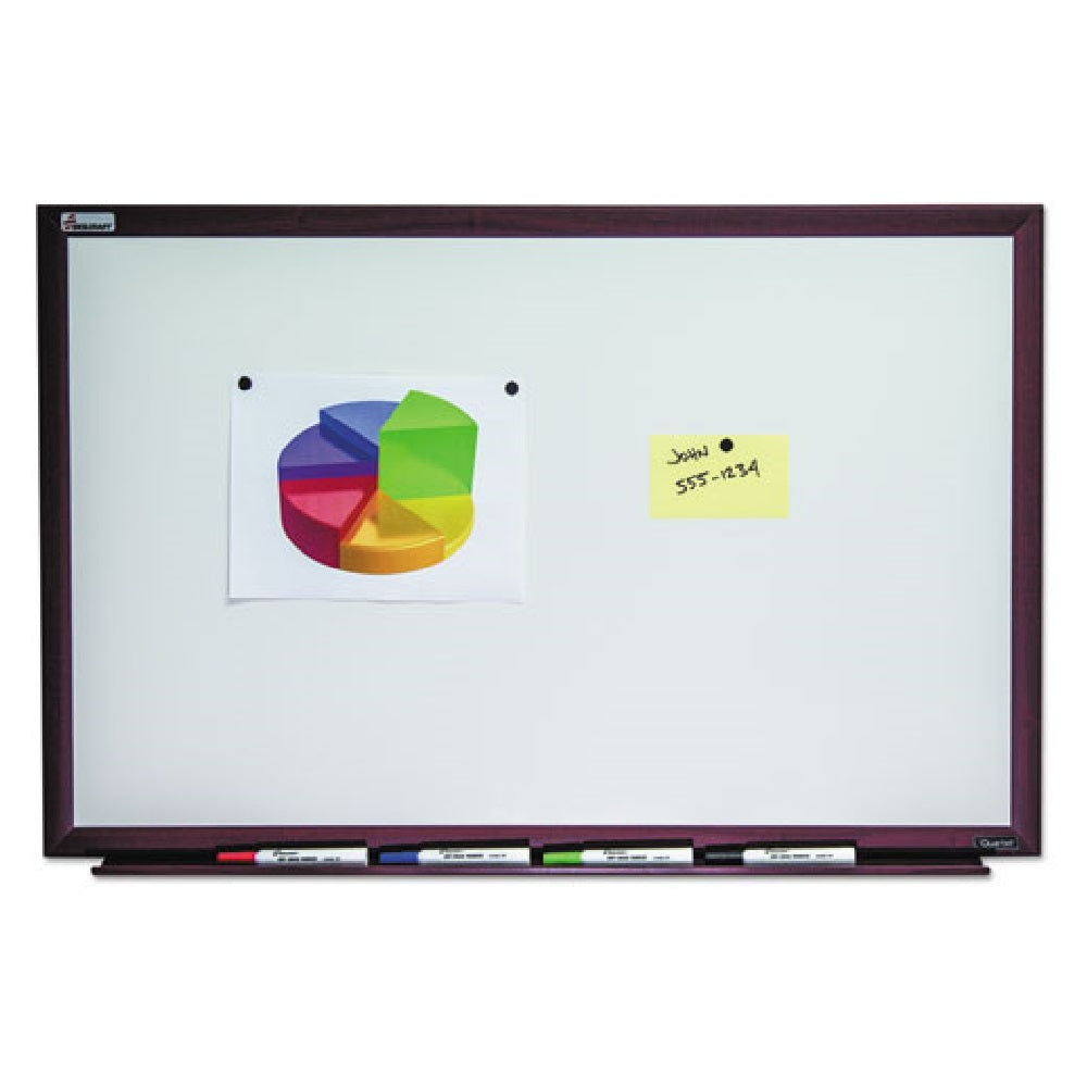 7110016305170 MAGNETIC PORCELAIN DRY ERASE WHITE BOARD, MAHOGANY FINISH FRAME