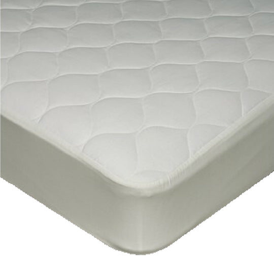 QUILTED WHITE MATTRESS PAD, POLYESTER, 38" x 75" - BX