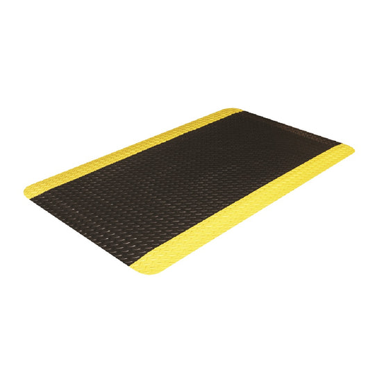 7220016673565 ANTI-FATIGUE FLOOR MATS, HEAVY-DUTY INDUSTRIAL, HARD TOP, BLACK W/YELLOW BOARDER STRIPES