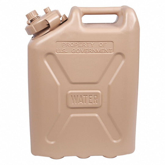 MILITARY WATER CAN, 5 GALLON, PLASTIC, DESERT TAN