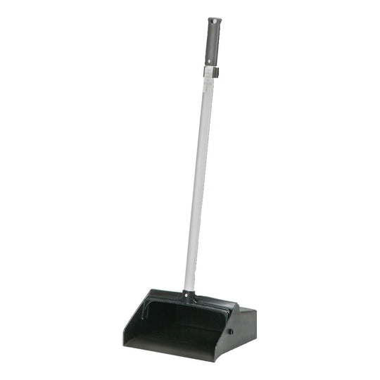 LOBBY DUSTPAN, 12 x 11 HOPPR, 32" HANDLE, BLACK/SILVER