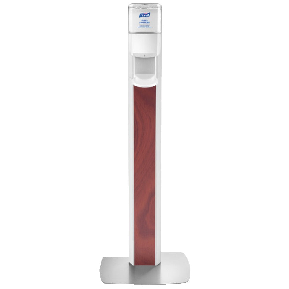 PURELL MESSENGER DISPENSER, SANITIZER FLOOR STAND ES8 WHITE W/MAPLE PANEL