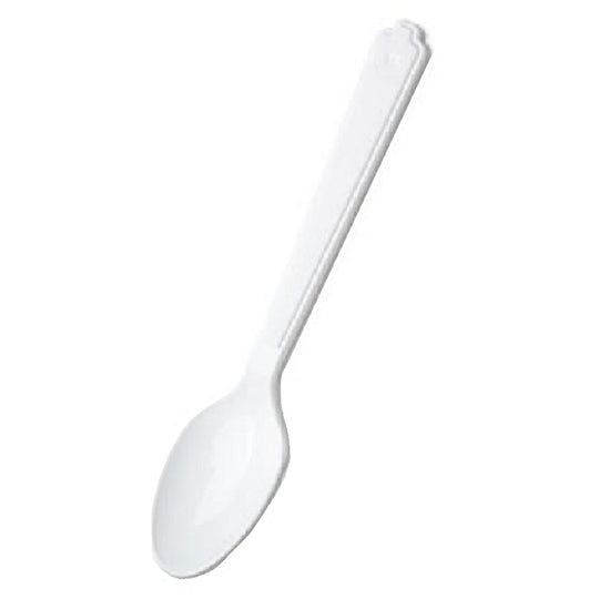 TYPE III HEAVY DUTY  6" WHITE PLASTIC TEASPOONS  100-PK