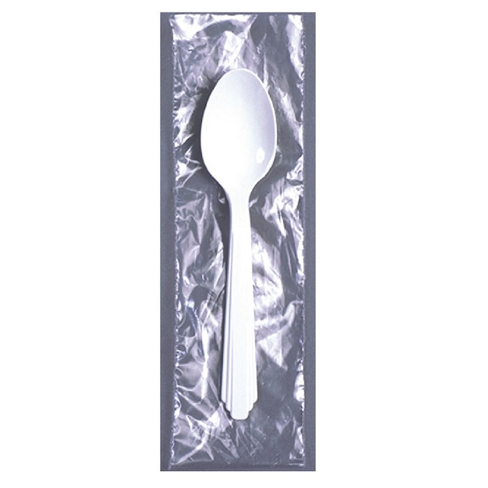 HEAVY DUTY PLASTIC TEASPOONS, TYPE III, INDIVIDUALLY WRAPPED, WHITE 1/BX