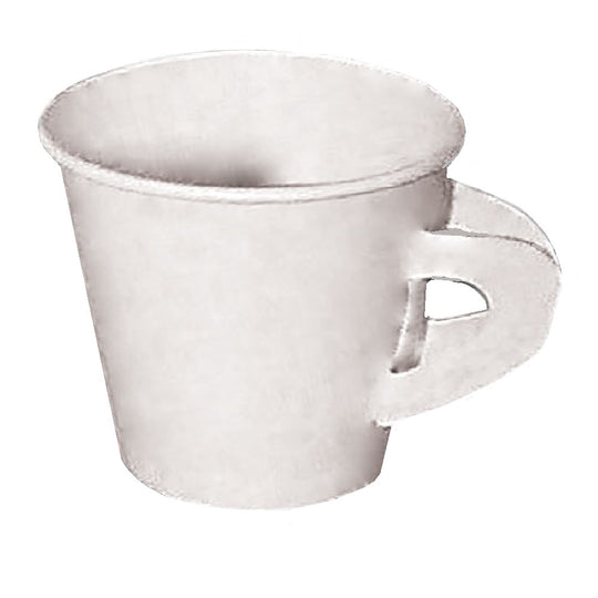 DISPOSABLE HOT LIQUIDS PAPER CUP W/ HANDLE, WHITE