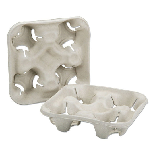 4-CUP COMPOSTABLE BEVERAGE TRAY, BEIGE  BX