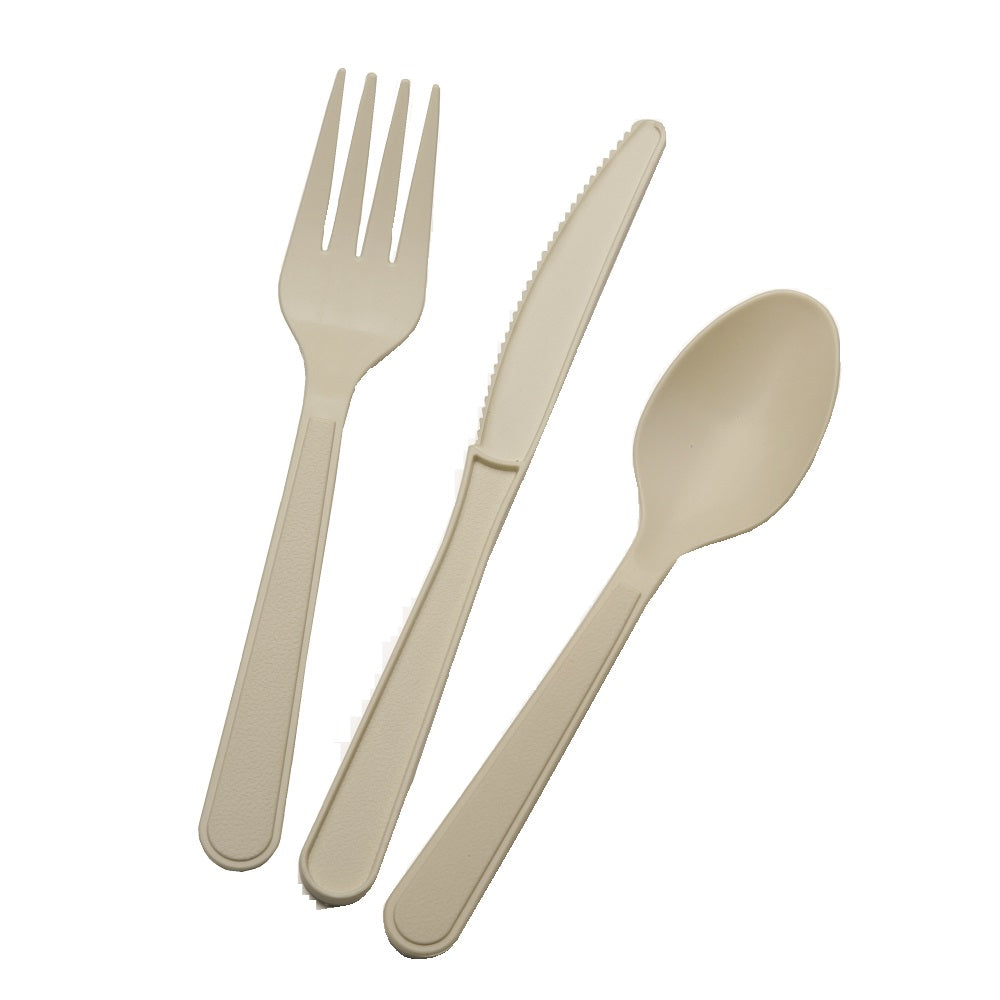 NSN5643560 THREE PIECE BIOBASED CUTLERY DINING SET TAN BX