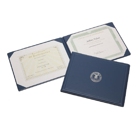 7510001153250 AWARD CERTIFICATE BINDER, AIR FORCE SEAL, BLUE/SILVER BX