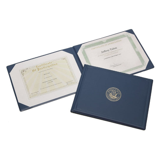 7510004822994 AbilityOne NSN4822994 Award Certificate Binder, Navy Seal, Blue/Gold Bx