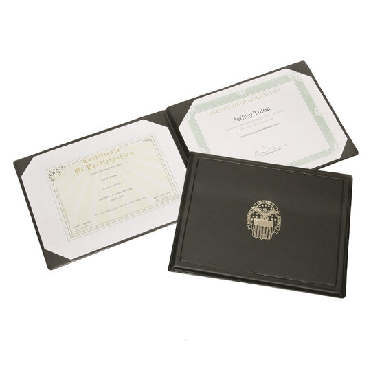 AWARD CERTIFICATE BINDER, GOLD DLA SEAL, BLACK - 1/CASE