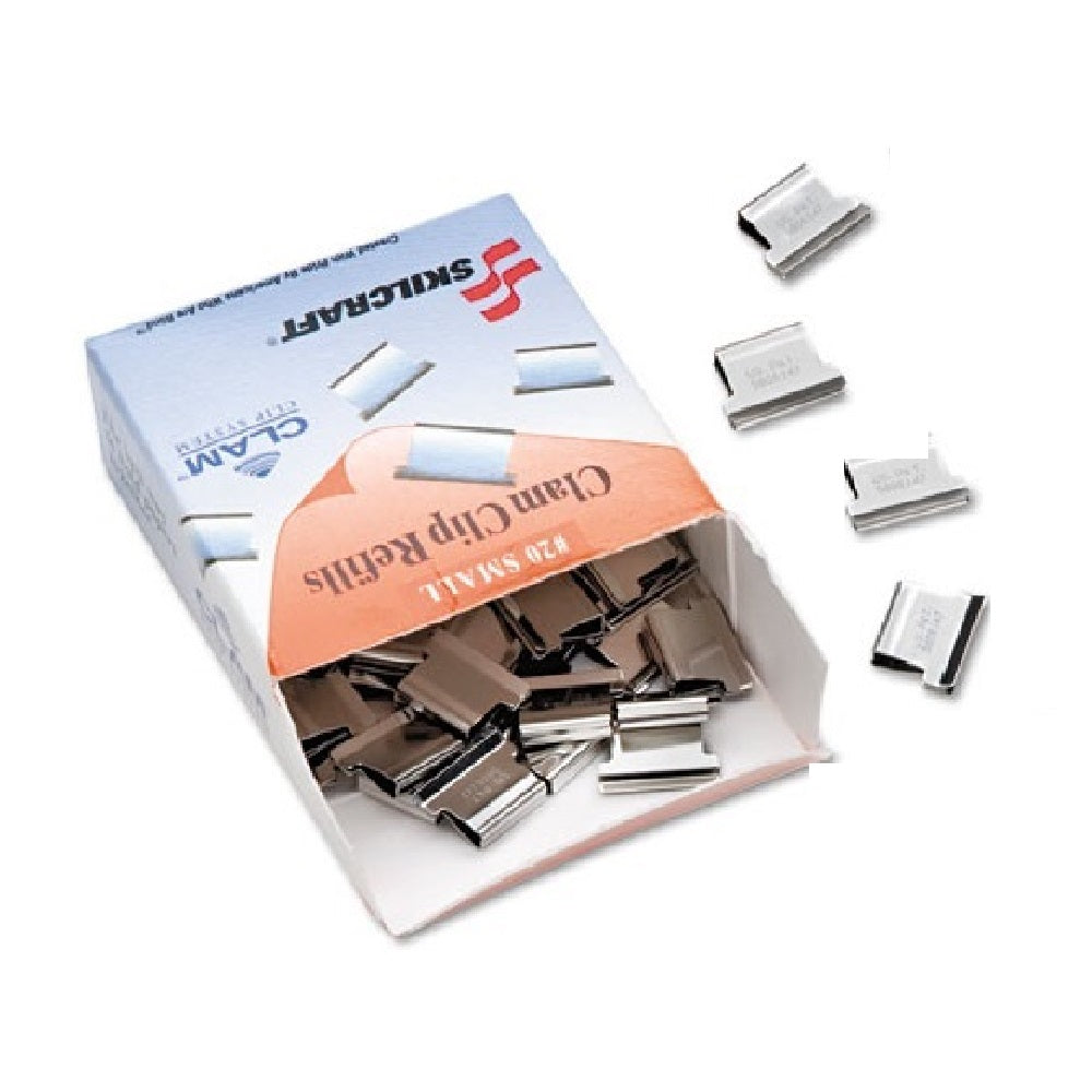 CLAM CLIPS REFILL, SMALL, STAILNLESS STEEL, HOLDS 20 PAGES