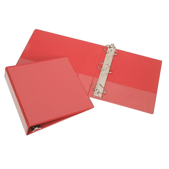 SLANT-D RING VIEW BINDER, CLEAR OVERLAY W/POCKETS, 1" CAPACITY, RED