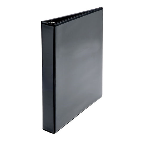 SLANT-D RING VIEW BINDER, CLEAR OVERLAY W/POCKETS, 1" CAPACITY - BLACK