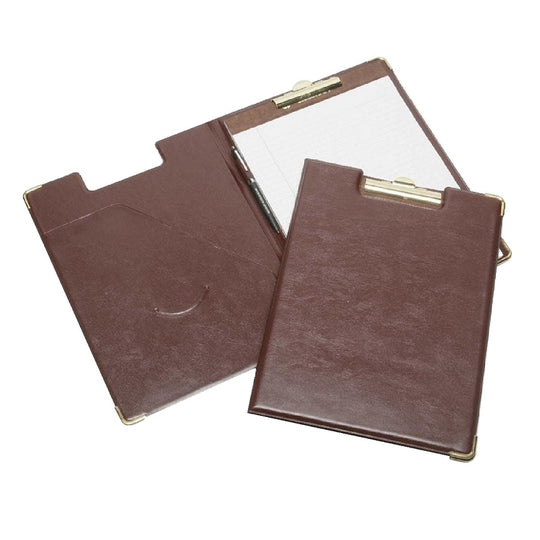 DELUXE WRITING PORTFOLIO, DELUXE, BRASS CLIP AND CORNERS, BURGUNDY