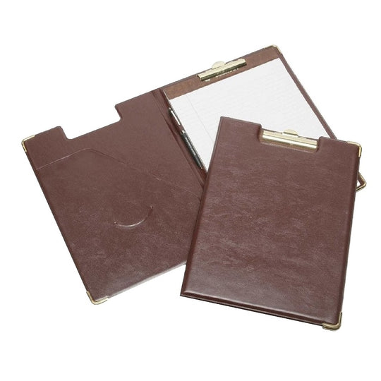 DELUXE WRITING PORTFOLIO, DELUXE, BRASS CLIP AND CORNERS, BURGUNDY