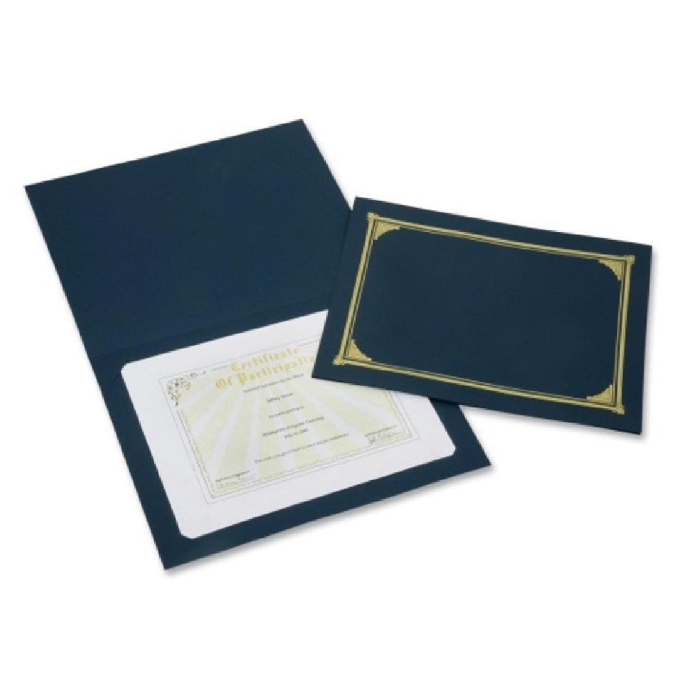 GOLD FOIL CERTIFICATE DOCUMENT COVER HOLDER, BLUE, 5 COVERS PER/PK