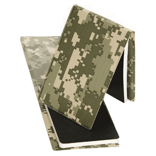 TOP OPENING PAD HOLDER W/MEMO BOOK, CAMOUFLAGE, 1-DOZEN