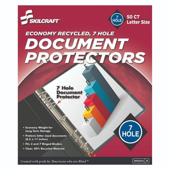 ECONOMY DOCUMENT PROTECTOR, SEVEN HOLE PUNCH - 50/BOX, 10 BOXES/CASE