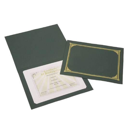 GOLD FOIL DOCUMENT COVER HOLDER, GREEN