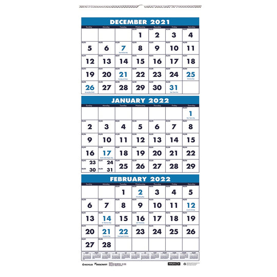 3-MONTH VERTICAL WALL CALENDAR - WIREBOUND