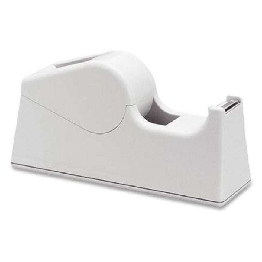 PLASTIC TAPE DISPENSER, RUBBER FEET - WHITE/GRAY