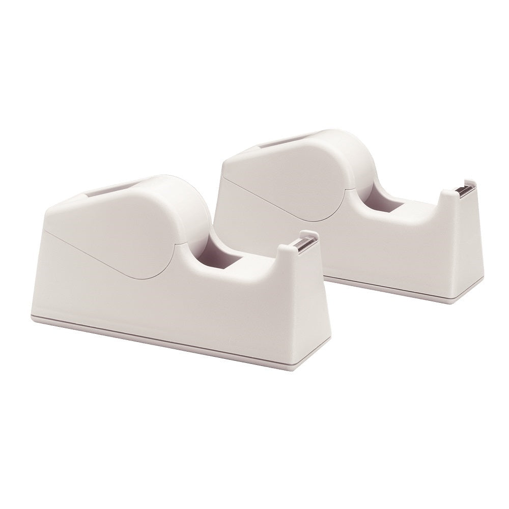 PLASTIC TAPE DISPENSER, RUBBER FEET - WHITE/GRAY